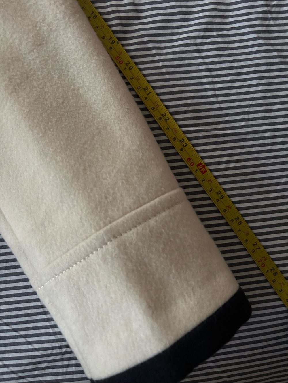 J. Crew 2012 Wool Cream Double-Breasted Peacoat with Black Trim - Picture 7 of 9